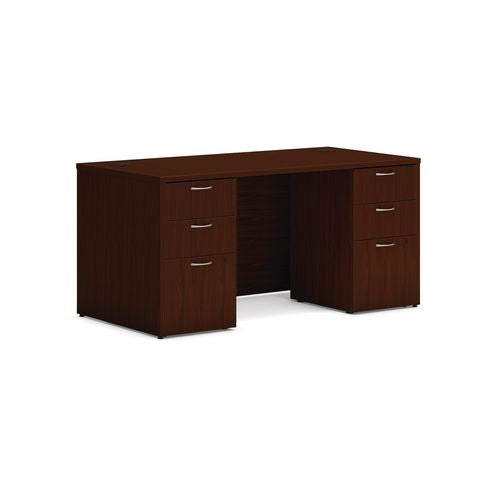 Mod Double Pedestal Desk Bundle, 60" X 30" X 29", Traditional Mahogany, Ships In 7-10 Business Days
