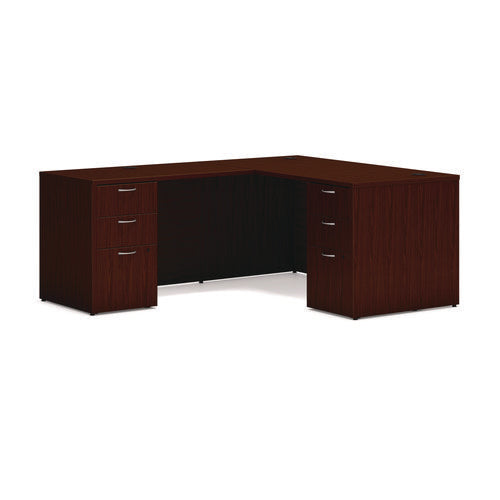 Mod L-station Double Pedestal Desk Bundle, 60" X 72" X 29", Traditional Mahogany, Ships In 7-10 Business Days