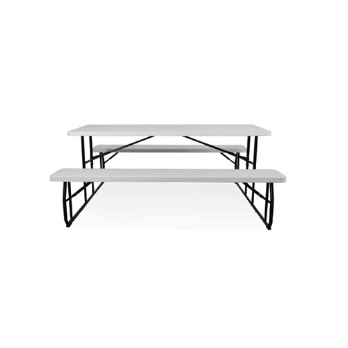 Indestructable Classic Folding Picnic Table, Rectangular, 71" X 63" X 18" To 29", White