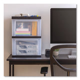 2-compartment Desktop Stackable Storage Drawer, 12.17 X 14.33 X 16.77, Black/translucent White