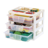 3-drawer Desktop Storage, Plastic, 14.6 X 12.31 X 12.75, White/clear