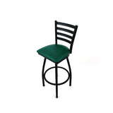 Boggs Series Barstool, Supports Up To 300 Lb, 30.5" Seat Height, Green Seat, Black Back, Black Base