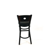 Circle Series Barstool, Supports Up To 300 Lb, 28.5" Seat Height, Black Seat, Dark Walnut Back, Black Base