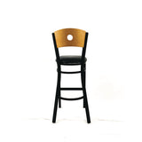 Circle Series Barstool, Supports Up To 300 Lb, 28.5" Seat Height, Black Seat, Natural Back, Black Base