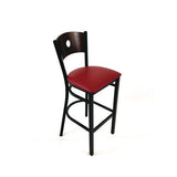 Circle Series Barstool, Supports Up To 300 Lb, 28.5" Seat Height, Burgundy Seat, Dark Walnut Back, Black Base