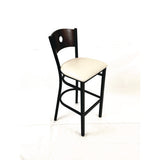 Circle Series Barstool, Supports Up To 300 Lb, 28.5" Seat Height, Cream Seat, Dark Walnut Back, Black Base