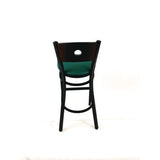 Circle Series Barstool, Supports Up To 300 Lb, 28.5" Seat Height, Green Seat, Dark Walnut Back, Black Base