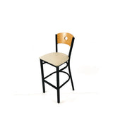 Circle Series Barstool, Supports Up To 300 Lb, 28.5" Seat Height, Taupe Seat, Natural Back, Black Base