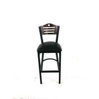 Eagle Series Barstool, Supports Up To 300 Lb, 28.5" Seat Height, Black Seat, Dark Walnut Back, Black Base