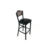 Eagle Series Barstool, Supports Up To 300 Lb, 28.5" Seat Height, Black Seat, Dark Walnut Back, Black Base