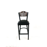 Eagle Series Barstool, Supports Up To 300 Lb, 28.5" Seat Height, Black Seat, Dark Walnut Back, Black Base