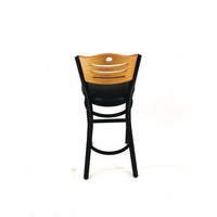 Eagle Series Barstool, Supports Up To 300 Lb, 28.5" Seat Height, Black Seat, Natural Back, Black Base