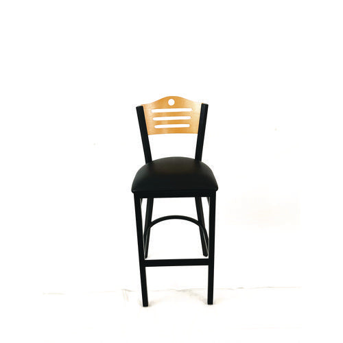 Eagle Series Barstool, Supports Up To 300 Lb, 28.5" Seat Height, Black Seat, Natural Back, Black Base