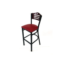 Eagle Series Barstool, Supports Up To 300 Lb, 28.5" Seat Height, Burgundy Seat, Dark Mahogany Back, Black Base