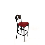 Eagle Series Barstool, Supports Up To 300 Lb, 28.5" Seat Height, Burgundy Seat, Dark Walnut Back, Black Base