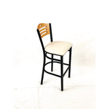 Eagle Series Barstool, Supports Up To 300 Lb, 28.5" Seat Height, Cream Seat, Natural Back, Black Base