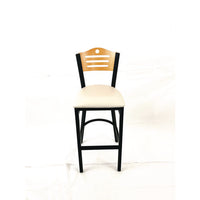 Eagle Series Barstool, Supports Up To 300 Lb, 28.5" Seat Height, Cream Seat, Natural Back, Black Base