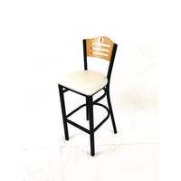 Eagle Series Barstool, Supports Up To 300 Lb, 28.5" Seat Height, Cream Seat, Natural Back, Black Base