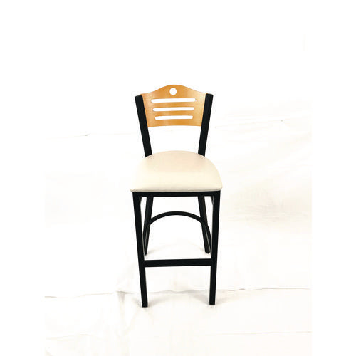 Eagle Series Barstool, Supports Up To 300 Lb, 28.5" Seat Height, Cream Seat, Natural Back, Black Base