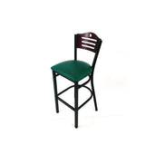 Eagle Series Barstool, Supports Up To 300 Lb, 28.5" Seat Height, Green Seat, Dark Mahogany Back, Black Base