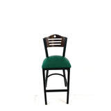 Eagle Series Barstool, Supports Up To 300 Lb, 28.5" Seat Height, Green Seat, Dark Walnut Back, Black Base