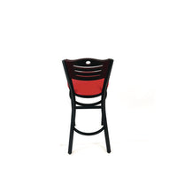 Eagle Series Barstool, Supports Up To 300 Lb, 28.5" Seat Height, Red Seat, Dark Mahogany Back, Black Base