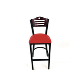 Eagle Series Barstool, Supports Up To 300 Lb, 28.5" Seat Height, Red Seat, Dark Mahogany Back, Black Base