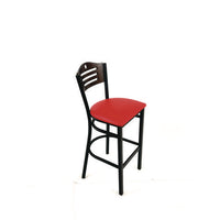 Eagle Series Barstool, Supports Up To 300 Lb, 28.5" Seat Height, Red Seat, Dark Walnut Back, Black Base