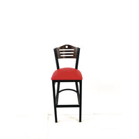 Eagle Series Barstool, Supports Up To 300 Lb, 28.5" Seat Height, Red Seat, Dark Walnut Back, Black Base