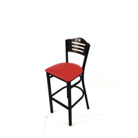 Eagle Series Barstool, Supports Up To 300 Lb, 28.5" Seat Height, Red Seat, Dark Walnut Back, Black Base