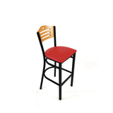 Eagle Series Barstool, Supports Up To 300 Lb, 28.5" Seat Height, Red Seat, Natural Back, Black Base