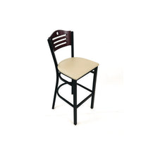 Eagle Series Barstool, Supports Up To 300 Lb, 28.5" Seat Height, Taupe Seat, Dark Mahogany Back, Black Base