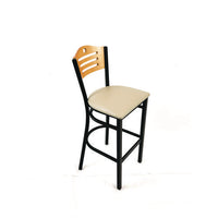 Eagle Series Barstool, Supports Up To 300 Lb, 28.5" Seat Height, Taupe Seat, Natural Back, Black Base