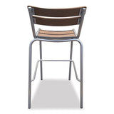 Elcano Series Barstool, Outdoor-seating, Supports Up To 300 Lb, 29" Seat Height, Brown/silver Seat, Brown Back, Silver Base
