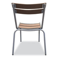 Elcano Series Side Chair, Outdoor-seating, Supports Up To 300 Lb, 20" Seat Height, Brown/silver Seat, Brown Back, Silver Base