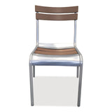 Elcano Series Side Chair, Outdoor-seating, Supports Up To 300 Lb, 20" Seat Height, Brown/silver Seat, Brown Back, Silver Base