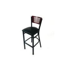 Jones River Series Barstool, Supports Up To 300 Lb, 28.5" Seat Height, Black Seat, Dark Mahogany Back, Black Base