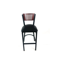 Jones River Series Barstool, Supports Up To 300 Lb, 28.5" Seat Height, Black Seat, Dark Mahogany Back, Black Base