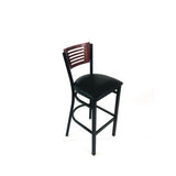 Jones River Series Barstool, Supports Up To 300 Lb, 28.5" Seat Height, Black Seat, Dark Mahogany Back, Black Base