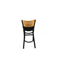 Jones River Series Barstool, Supports Up To 300 Lb, 28.5" Seat Height, Black Seat, Natural Back, Black Base