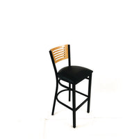 Jones River Series Barstool, Supports Up To 300 Lb, 28.5" Seat Height, Black Seat, Natural Back, Black Base