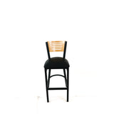 Jones River Series Barstool, Supports Up To 300 Lb, 28.5" Seat Height, Black Seat, Natural Back, Black Base