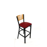 Jones River Series Barstool, Supports Up To 300 Lb, 28.5" Seat Height, Burgundy Seat, Natural Back, Black Base