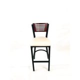 Jones River Series Barstool, Supports Up To 300 Lb, 28.5" Seat Height, Cream Seat, Dark Mahogany Back, Black Base