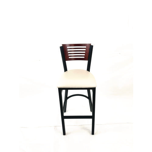 Jones River Series Barstool, Supports Up To 300 Lb, 28.5" Seat Height, Cream Seat, Dark Mahogany Back, Black Base