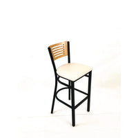 Jones River Series Barstool, Supports Up To 300 Lb, 28.5" Seat Height, Cream Seat, Natural Back, Black Base