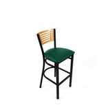 Jones River Series Barstool, Supports Up To 300 Lb, 28.5" Seat Height, Green Seat, Natural Back, Black Base