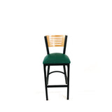 Jones River Series Barstool, Supports Up To 300 Lb, 28.5" Seat Height, Green Seat, Natural Back, Black Base