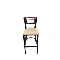 Jones River Series Barstool, Supports Up To 300 Lb, 28.5" Seat Height, Taupe Seat, Dark Mahogany Back, Black Base