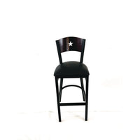 Liberty Series Barstool, Supports Up To 300 Lb, 28.5" Seat Height, Black Seat, Dark Mahogany Back, Black Base